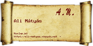 Ali Mátyás névjegykártya